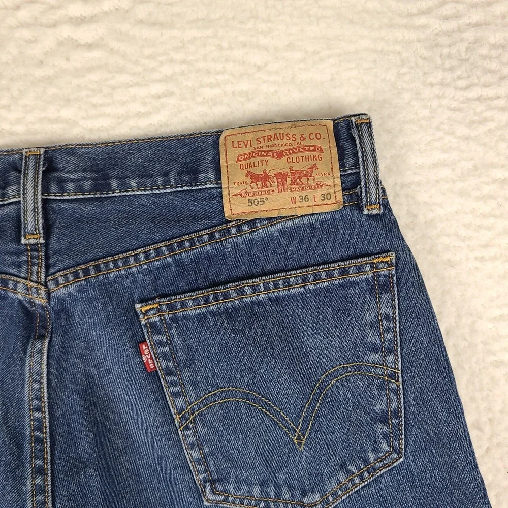 Levi's 505‎ Jeans Mens Blue 36x30 Straight Fit 100% Cotton Medium Wash